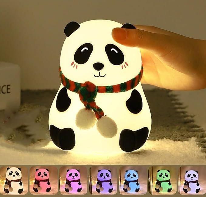 Cute Panda Silicone Night Light | USB Rechargeable, 7-Color Changing Touch Lamp